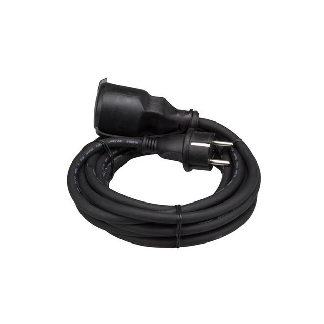 Perel CAVO PROLUNGA IN GOMMA - 5 m - NERO - 3G1,5 - PRESA FRANCESE