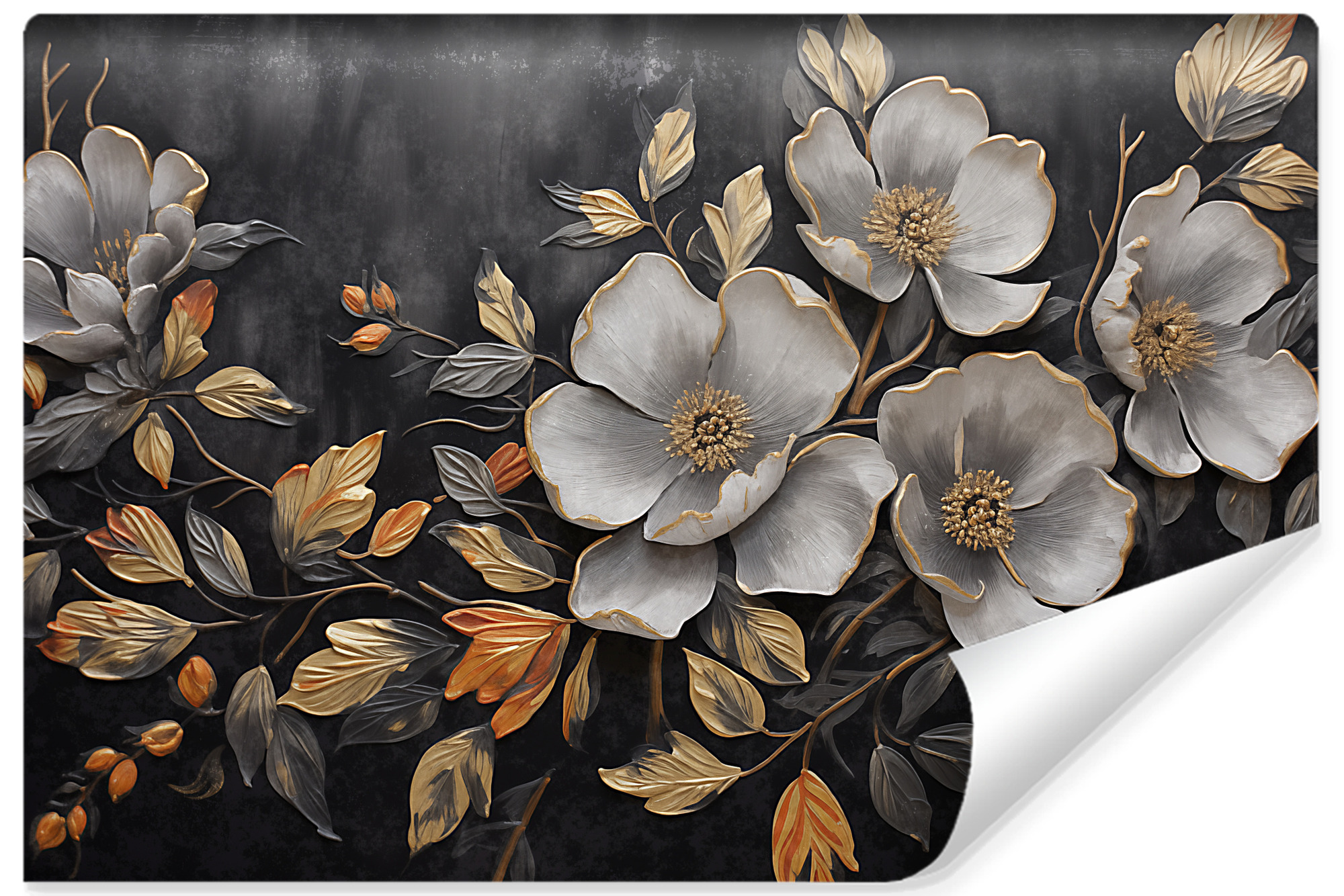 Papel pintado fotografia no tejida flores hojas 3d retro para dormitorio 460cm x 300cm