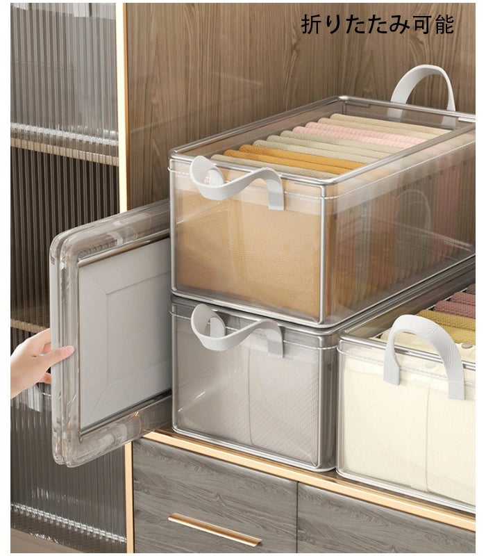 2 pezzi organizer per indumenti per armadio domestico, contenitore trasparente, contenitore per indumenti pieghevole di grande capacità in PVC - 3