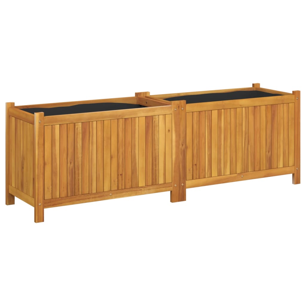 Jardinière avec doublure 153 x 38,5 x 50 cm en bois massif d'acacia - 2