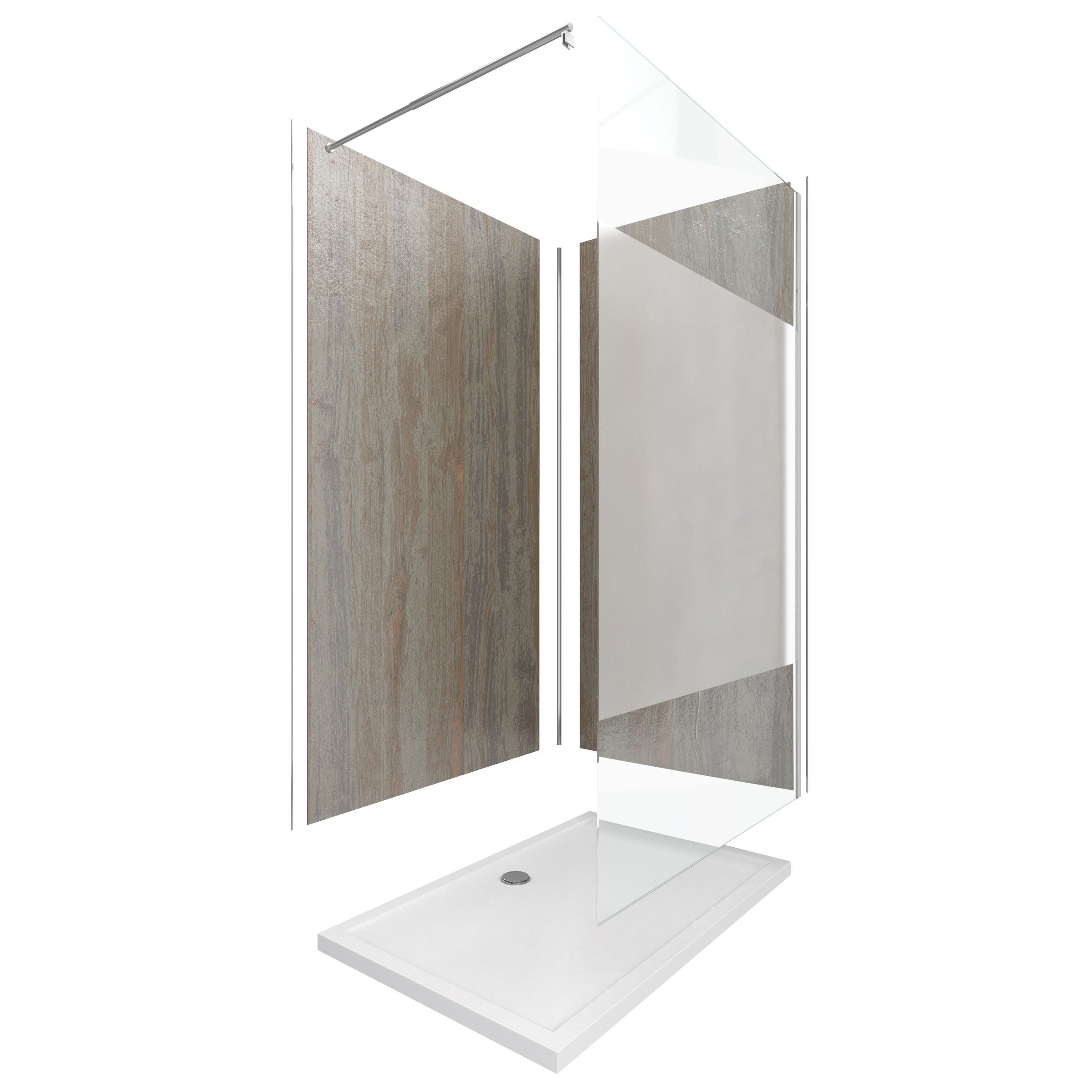 Pack panneaux muraux Wood Stone + paroi FREEDOM 2 DEPOLI + receveur WHITNESS - 3