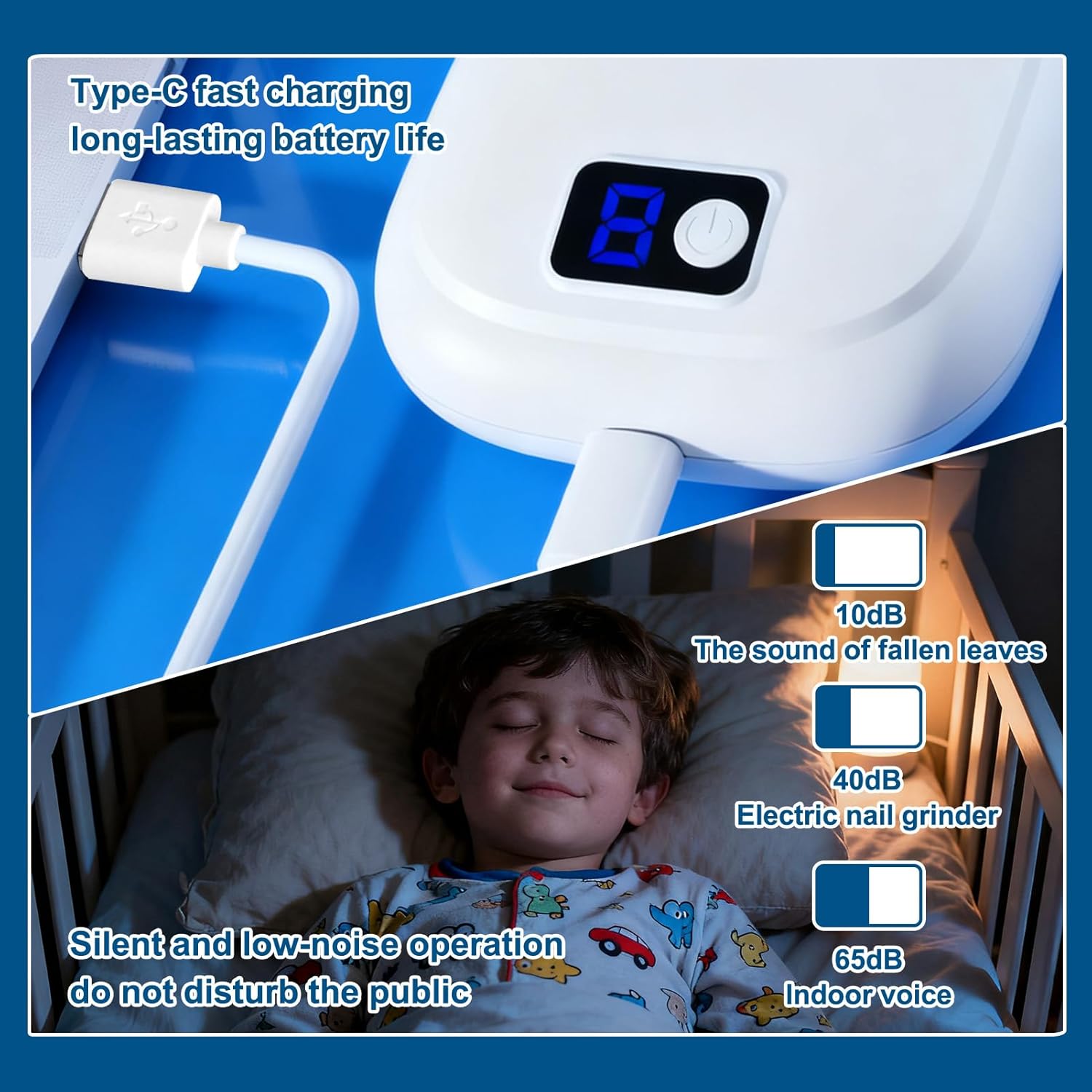 Coupe Ongle Electrique, Rechargeable USB Coupe-Ongles Automatique avec 3 Vitesses, Coupe et Meulage Automatiques, Lumière LED, Rangement Automatique - 5
