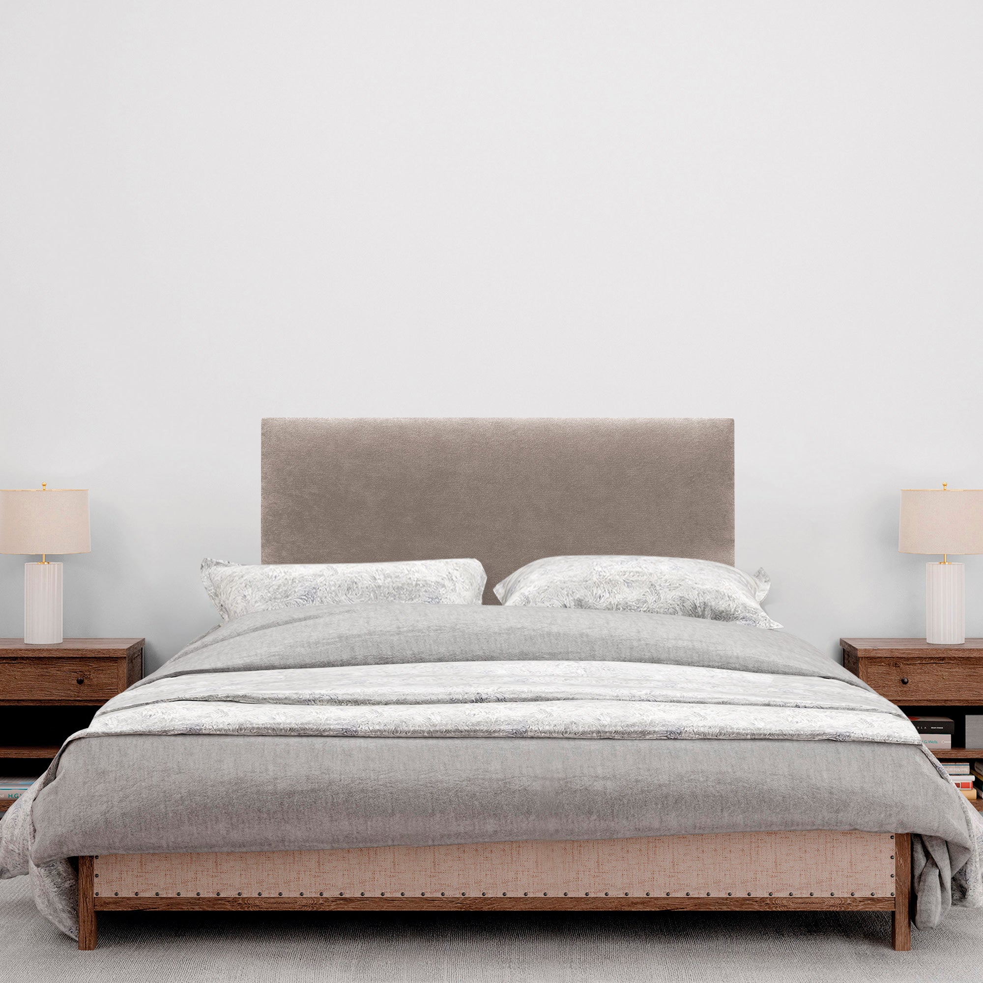 DHOME Cabecero de Tela AQUALINE Liso y con Patas cabeceros Cabezal tapizado Cama Lujo (Tela Tierra, 90cm (Camas 70/80/90)) - 4