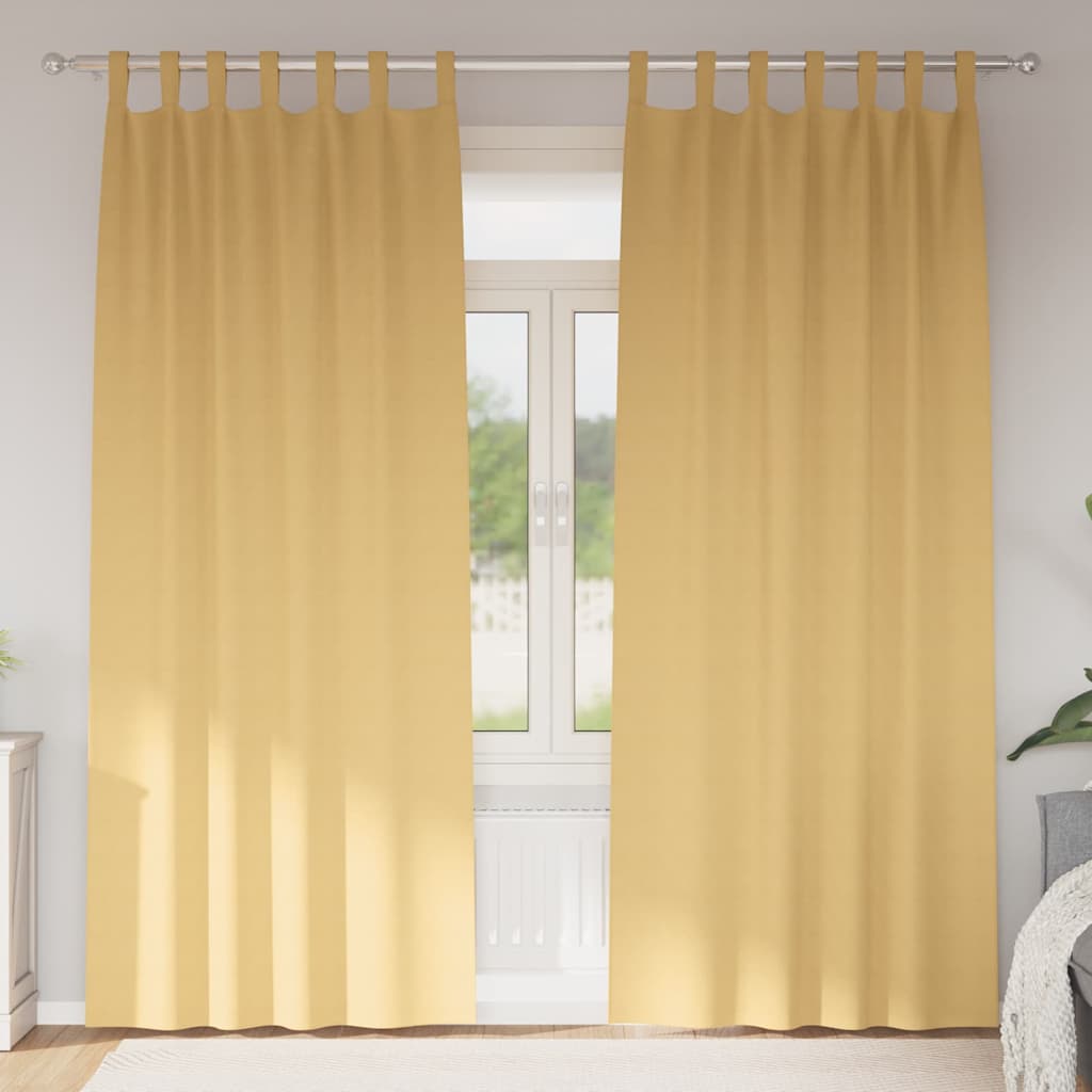 Firany blackout z kółkami 2 pcs Beżowy 260 x 140 cm Poliester vidaXL