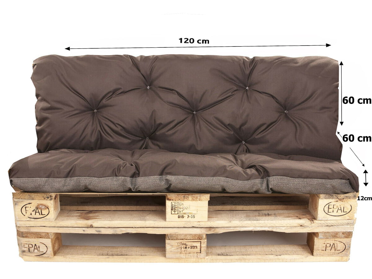 Set Coussins palettes, Assise 120 x 60 et Dossier 120 x 60cm Marron, coussins canapé / coussin pour palette in / extérieur, SETGARDEN - 2