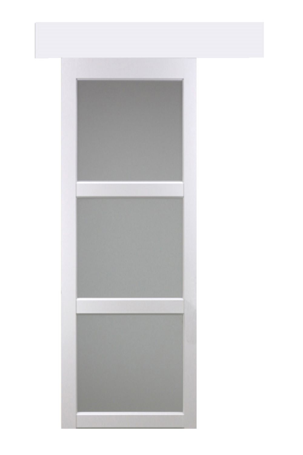 Porta scorrevole Kenya bianca con vetro H204 x L73 cm, binario in alluminio bianco, conchiglie Gd Menuiseries - 4