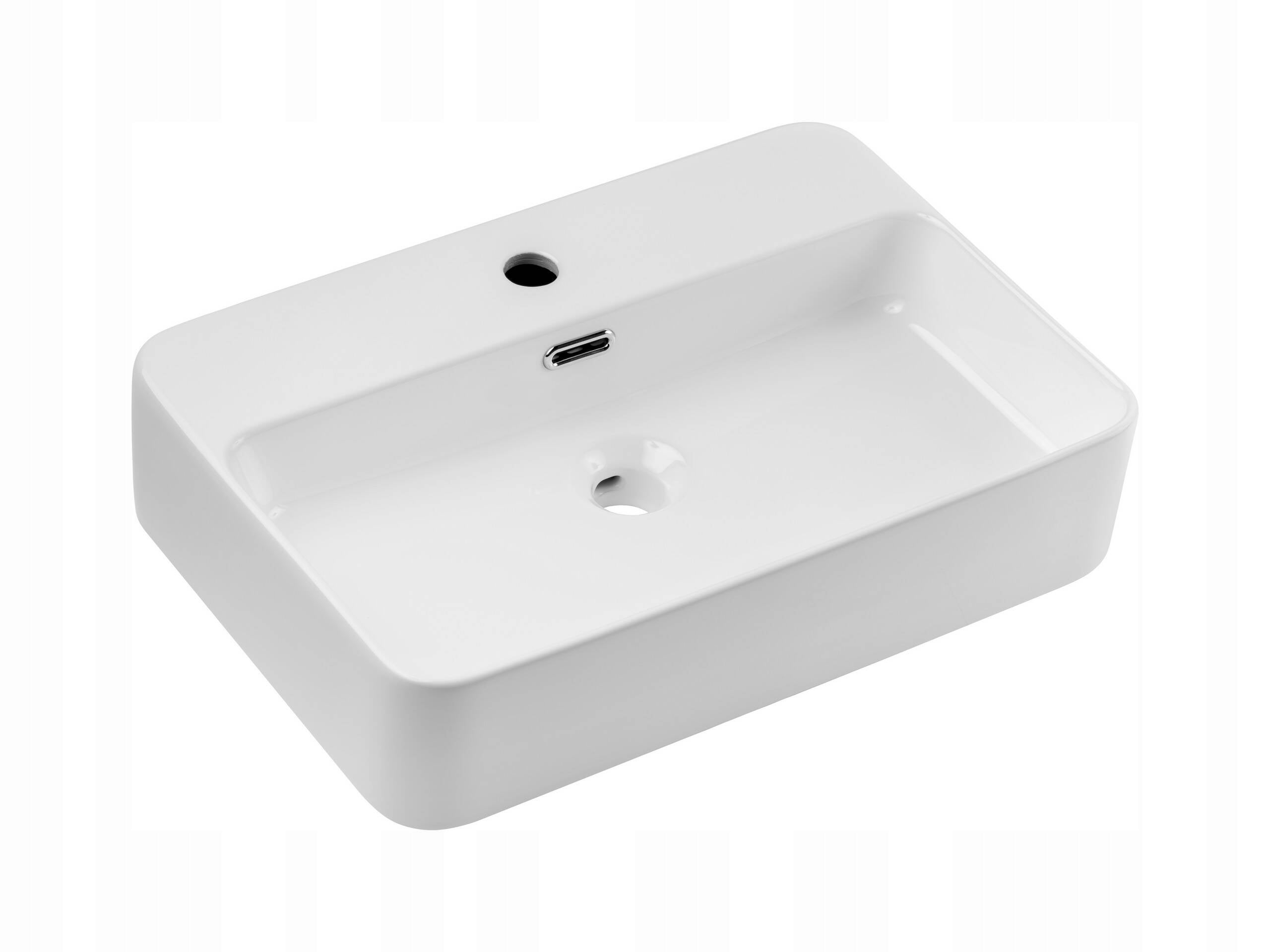 Umywalka nablatowa TRUST 2 WHITE 55 cm biała połysk ceramika