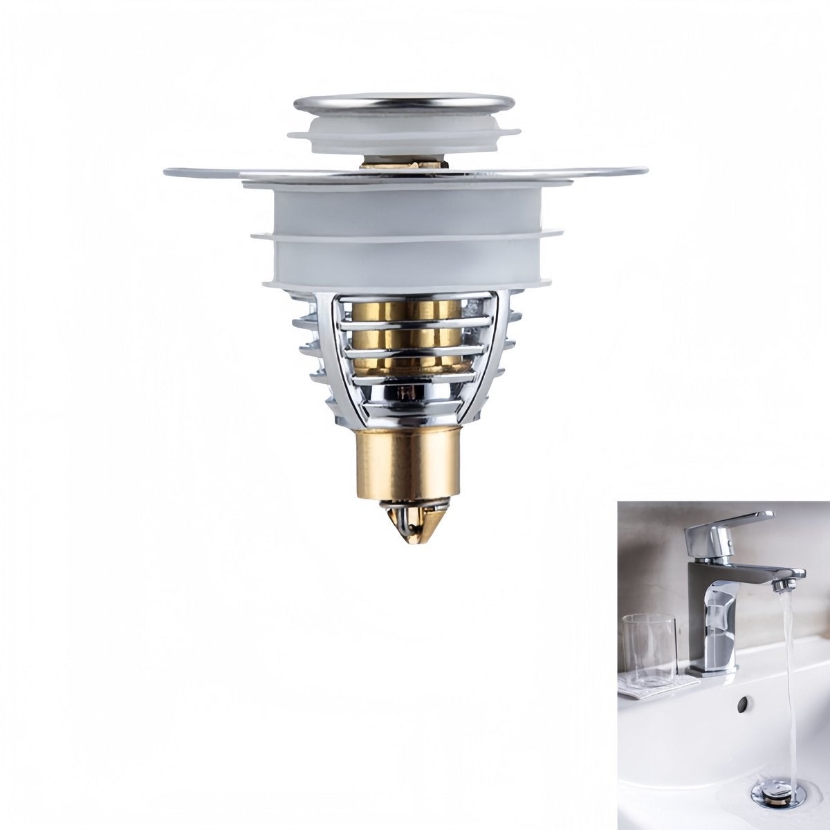 1 bucată, Opritor pentru chiuvetă - Dop universal pentru cadă, Filtru de scurgere din alamă, Cu sită anti-înfundare, 62 x 58 mm 1buc
