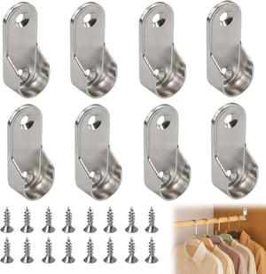 2x Support De Tringle à Visser Rond Diamètre 25mm En Zinc Chromé Meuble Penderie Armoire Placard