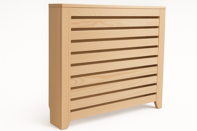 Cache-radiateur en bois massif. Brut. Dimensions&nbsp;: 94 x 19 x 87&nbsp;cm. Sur mesure. Contact info@greca.info