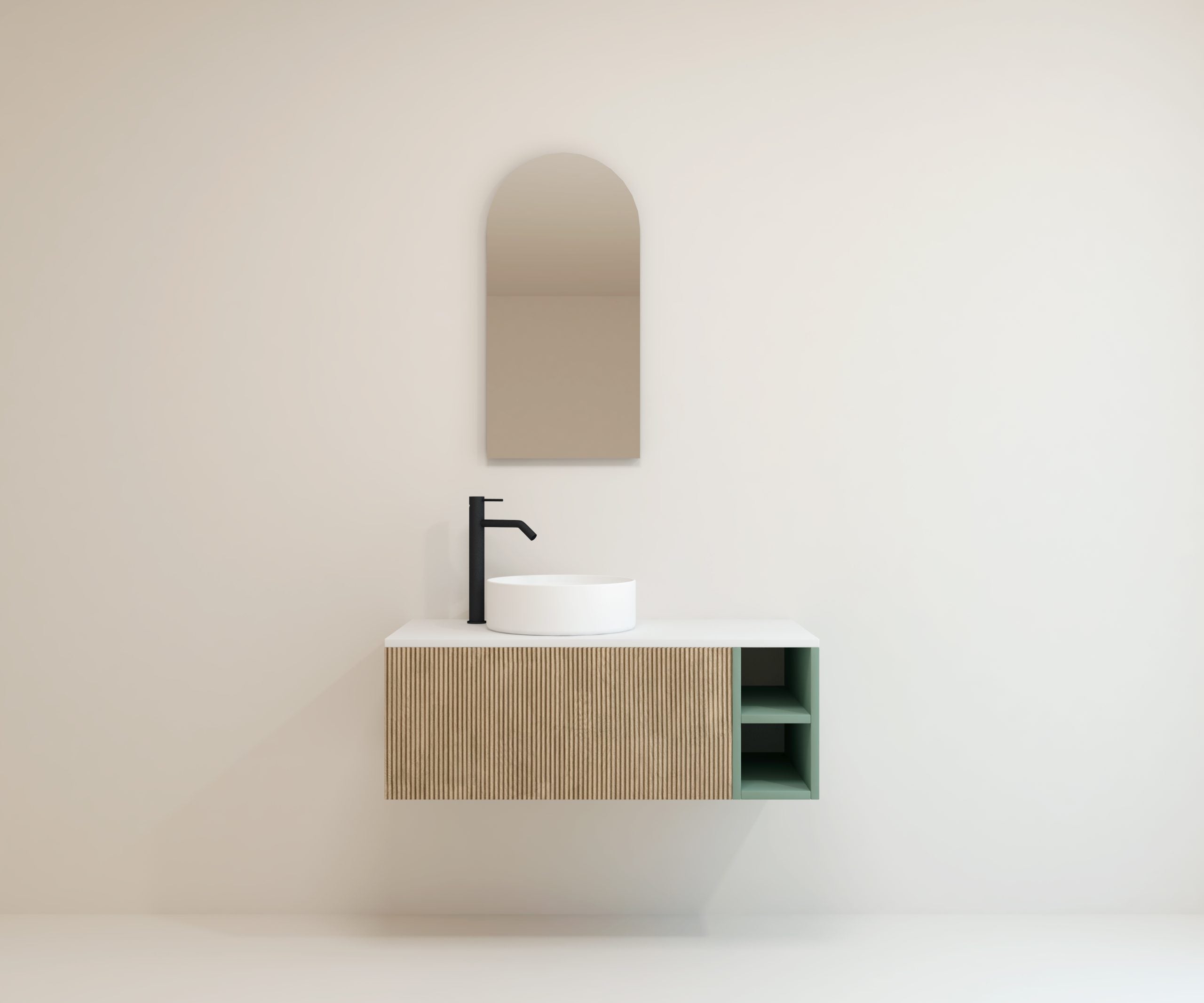 Ensemble de meubles de salle de bain Avantarea CHALAIN , vert argile, 100 cm + vasque + miroir Alma - 4