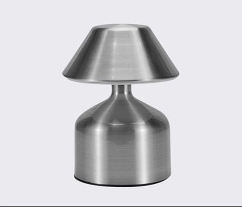 Elegancka lampa stołowa do restauracji i baru, akumulatorowa lampa dekoracyjna do sypialni, lampka nocna tworząca nastrój, srebrna