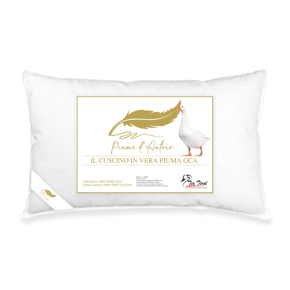Cuscino Letto Matrimoniale in Piuma d'Oca 50x80 cm Guanciale