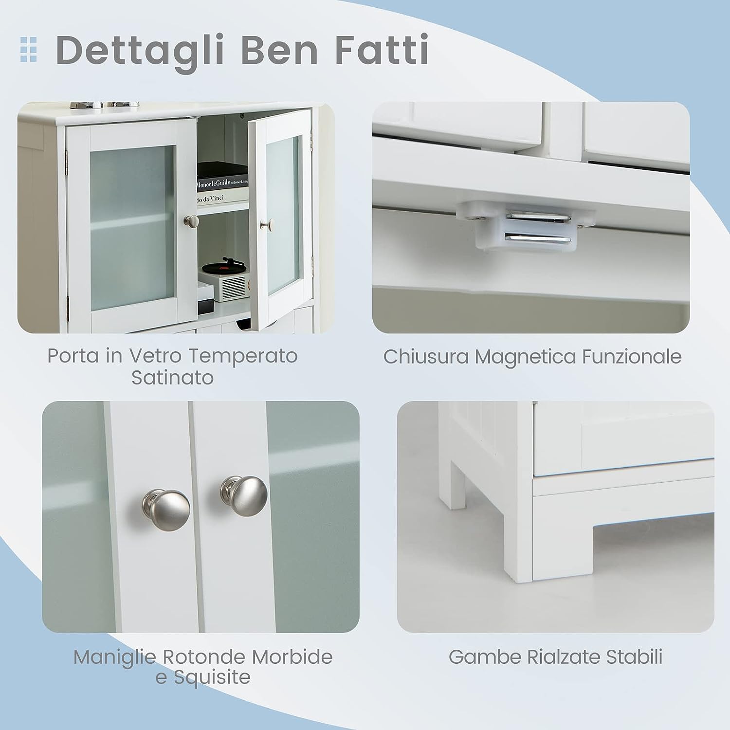 Colonne Salle de Bain Armoire Haute avec 4 Portes 2 Tiroirs,60 x 30 x 128 cm - 8