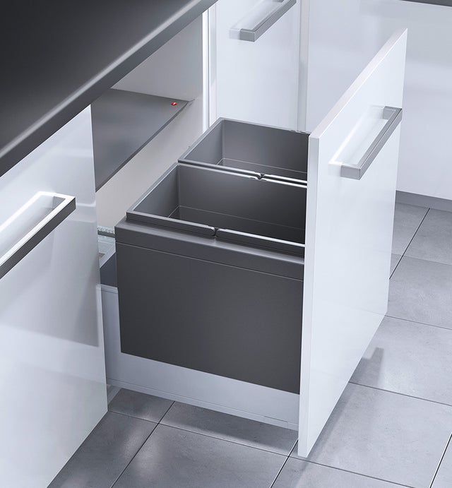 Poubelle encastrable 2 bacs pour meuble coulissant 60L (28+28) Hailo Triple XL
