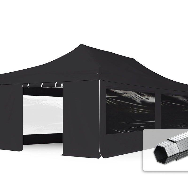 4x8 m Namiot Ekspresowy PROFESSIONAL Alu 50 mm, ze ścianami bocznymi, okna panoramiczne , czarny