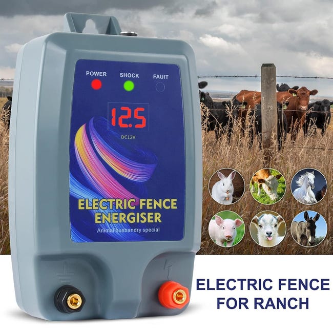 Clôture Électrique 10KM Électrificateur 12V Pour Animaux - Chevaux Vaches Poules Moutons - Haute Tension