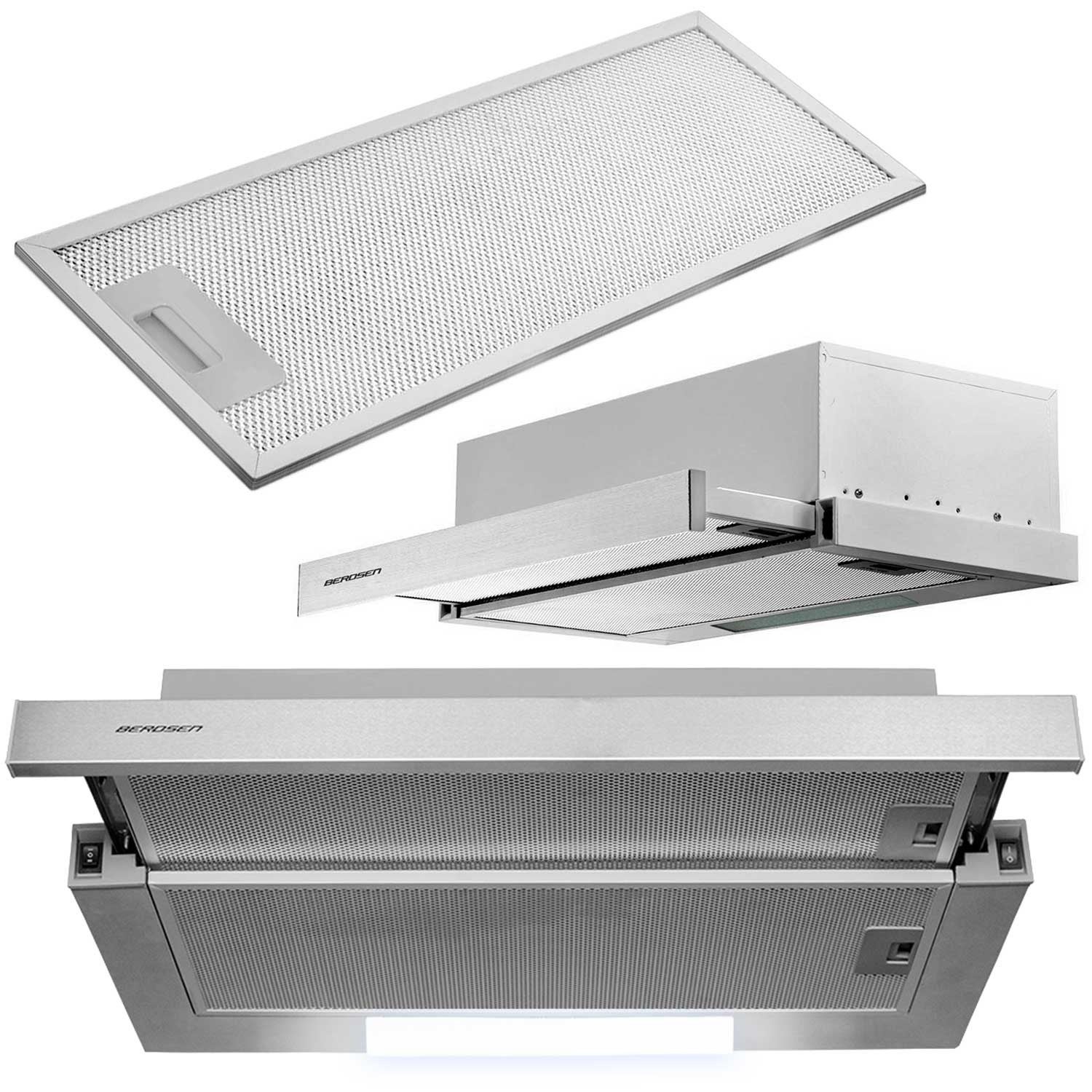 Okap kuchenny teleskopowy 60 cm inox Berdsen BE-60