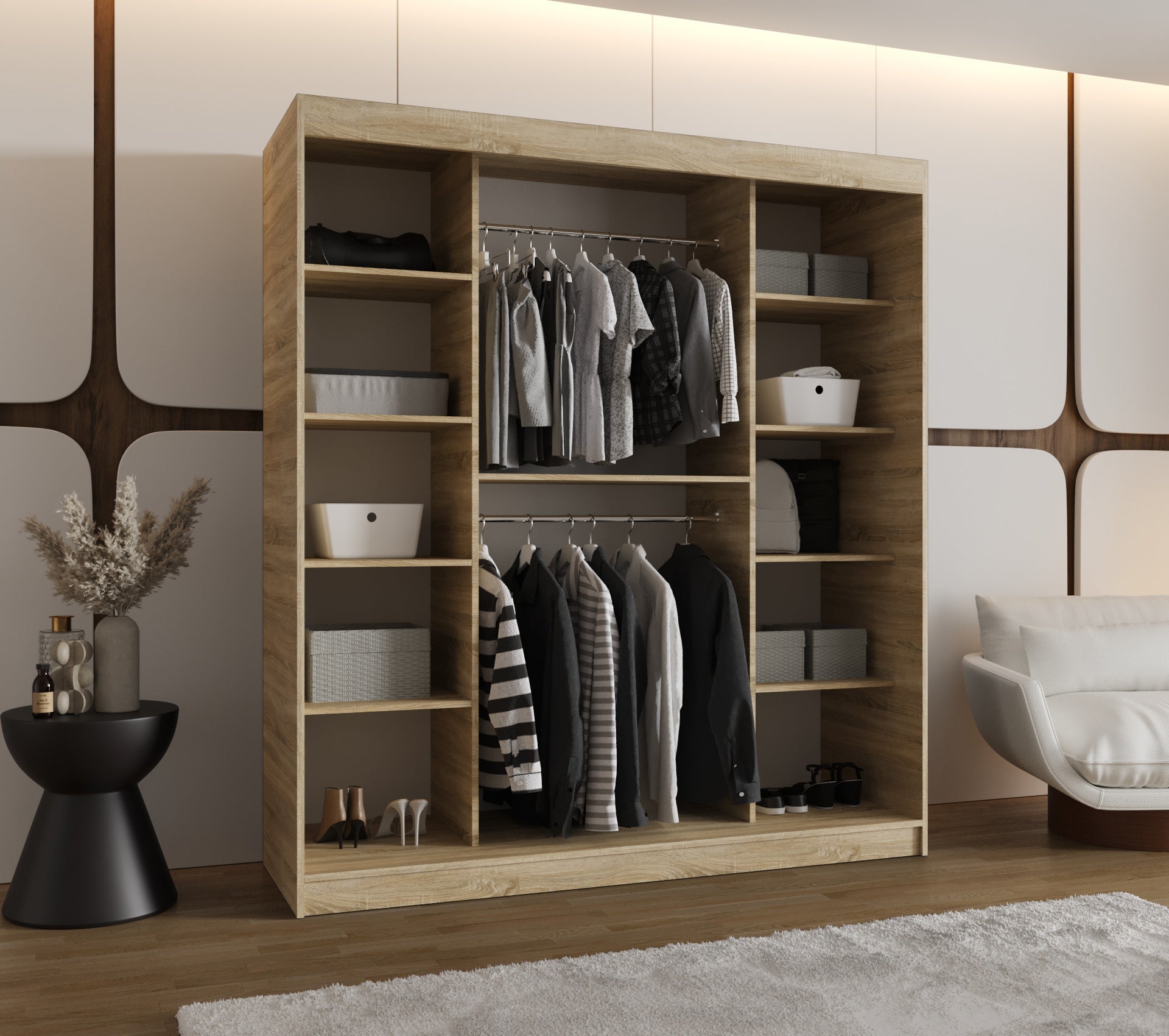 Szafa przesuwna garderoba MILO 180 x 62 x 200 cm Sonoma - 3