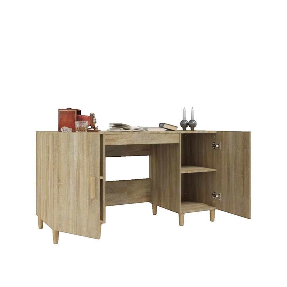 Biurko vidaXL Drewno Inżynieryjne i Lite Minimalistyczny Design 140x50x75 cm