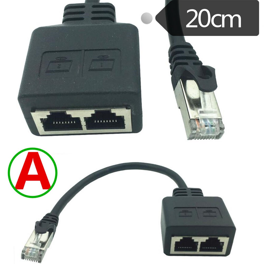 Adaptateur répartiteur RJ45, adaptateur réseau Ethernet RJ45 1 à 2 ports, adaptateur répartiteur de câble réseau pour le bureau et la maison - 5