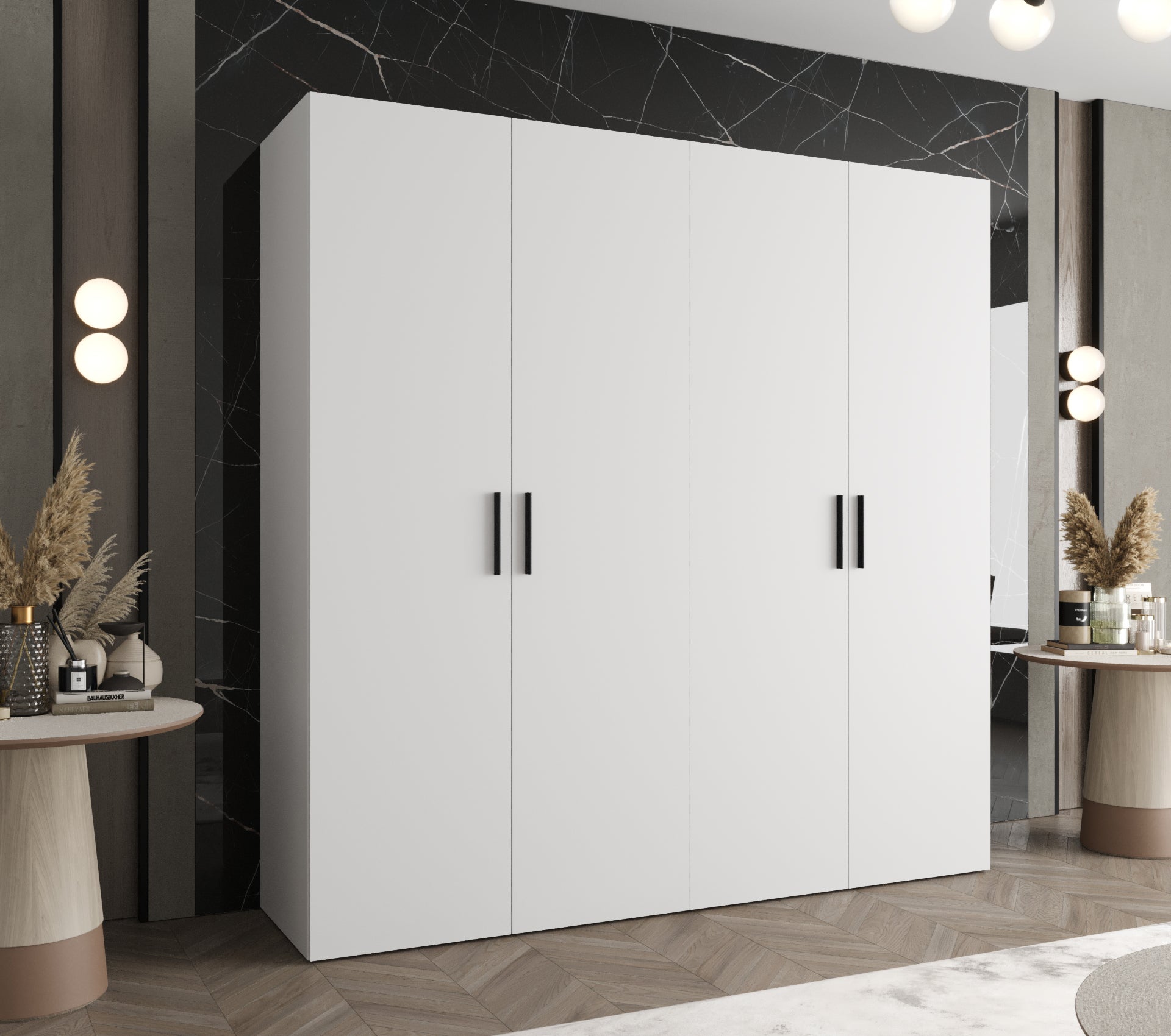 Szafa uchylna otwierana Bari 1 200 x 52 x 202 cm biały + u. czarny Abiks Meble - 2