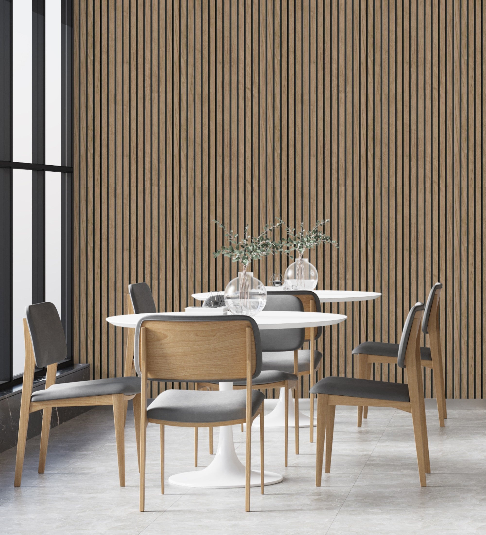 Papier peint en lattes de bois naturel imitation panneau à lames - Oak Orbit 682814 de GAULAN - Rouleaux de 10 m x 0,53 m - 6