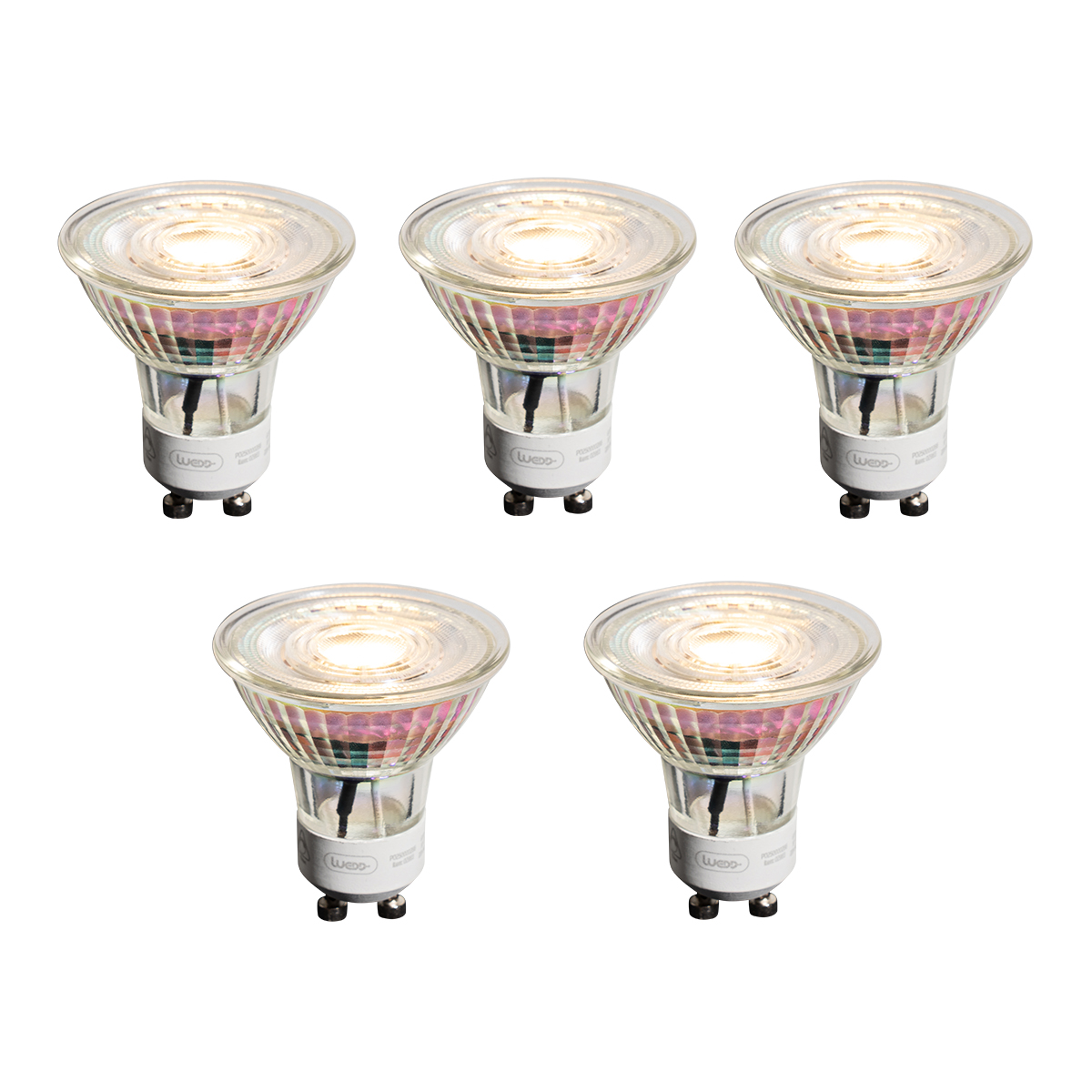 Lot de 5 ampoules LED GU10 50mm dimmables transparentes 4,9W 450 lm 2700K