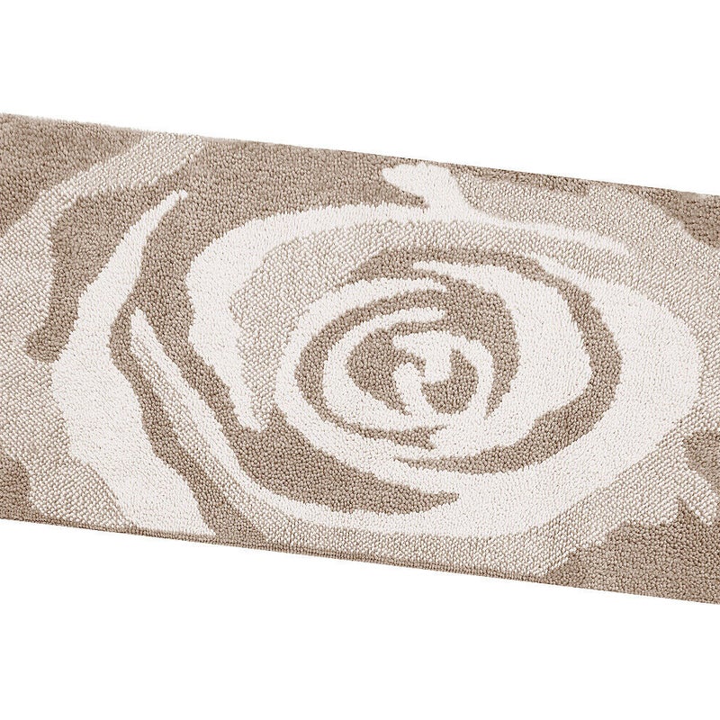 Jednokolorowa Mata łazienkowa 60x140 Cm Miękka Rysunek Róży Bawełniana Dywanik Nocny Beżowy