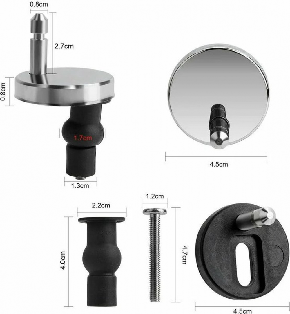 Ensemble de charnières universelles pour abattant WC - Acier inoxydable - Charnières de remplacement pour abattant WC - 4