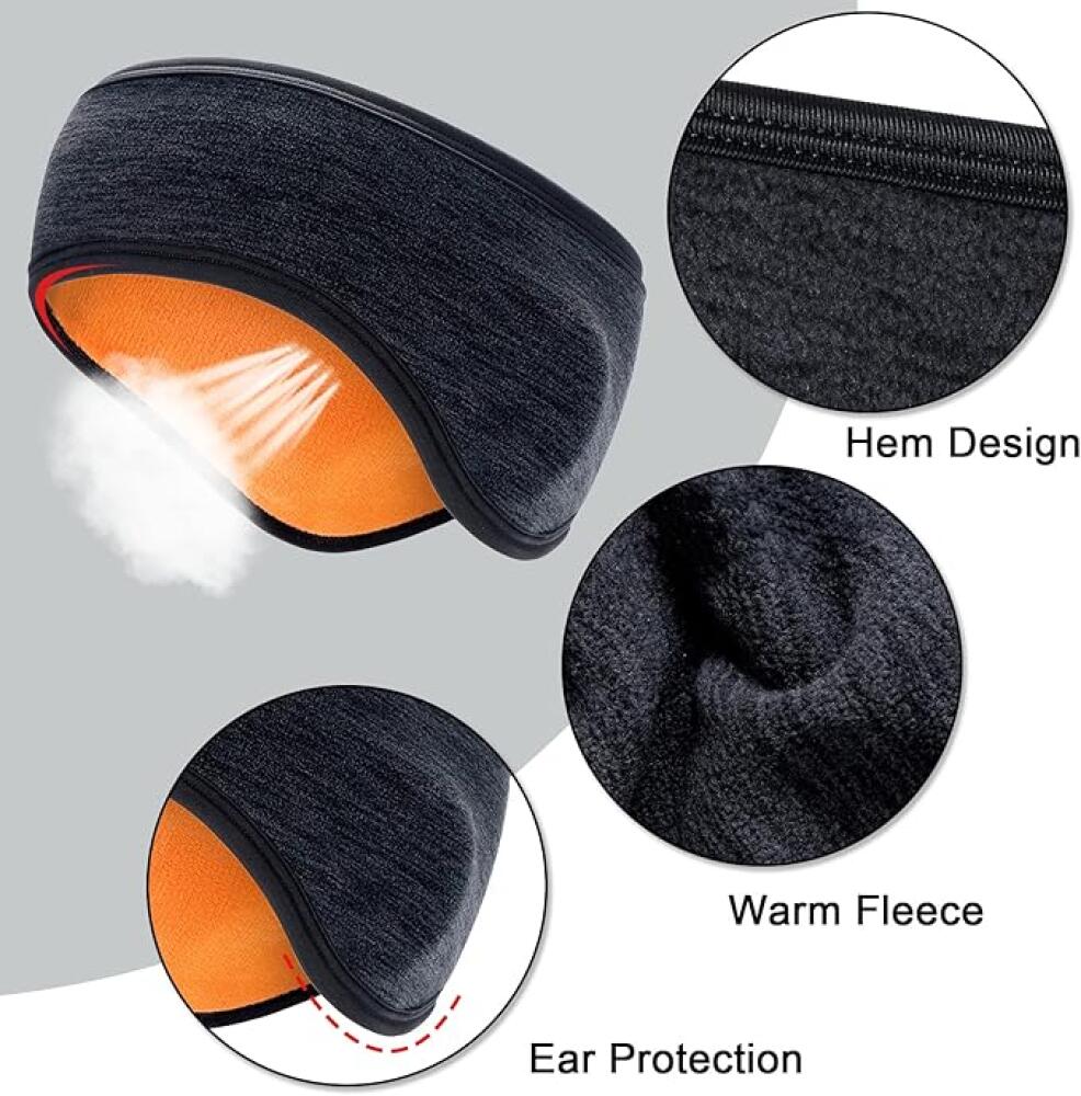 Fascia per sport invernali - Paraorecchie leggeri in 2 pezzi per uomo e donna - Per corsa, ciclismo, - 4