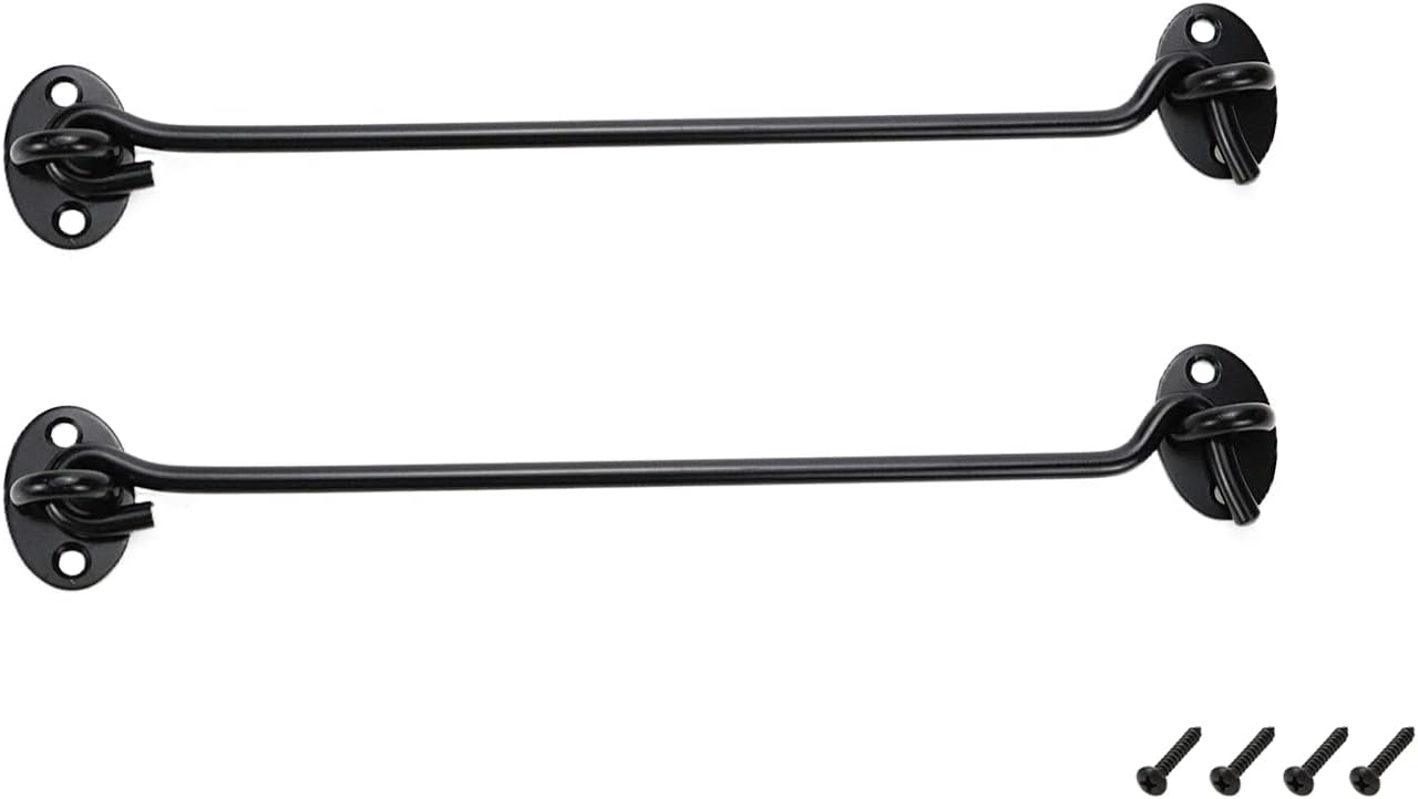 Zasuwka do drzwi, zamek do stodoły, 10-calowy zatrzask przesuwny ze stali nierdzewnej, czarny, 2 sztuki ze śrubami.