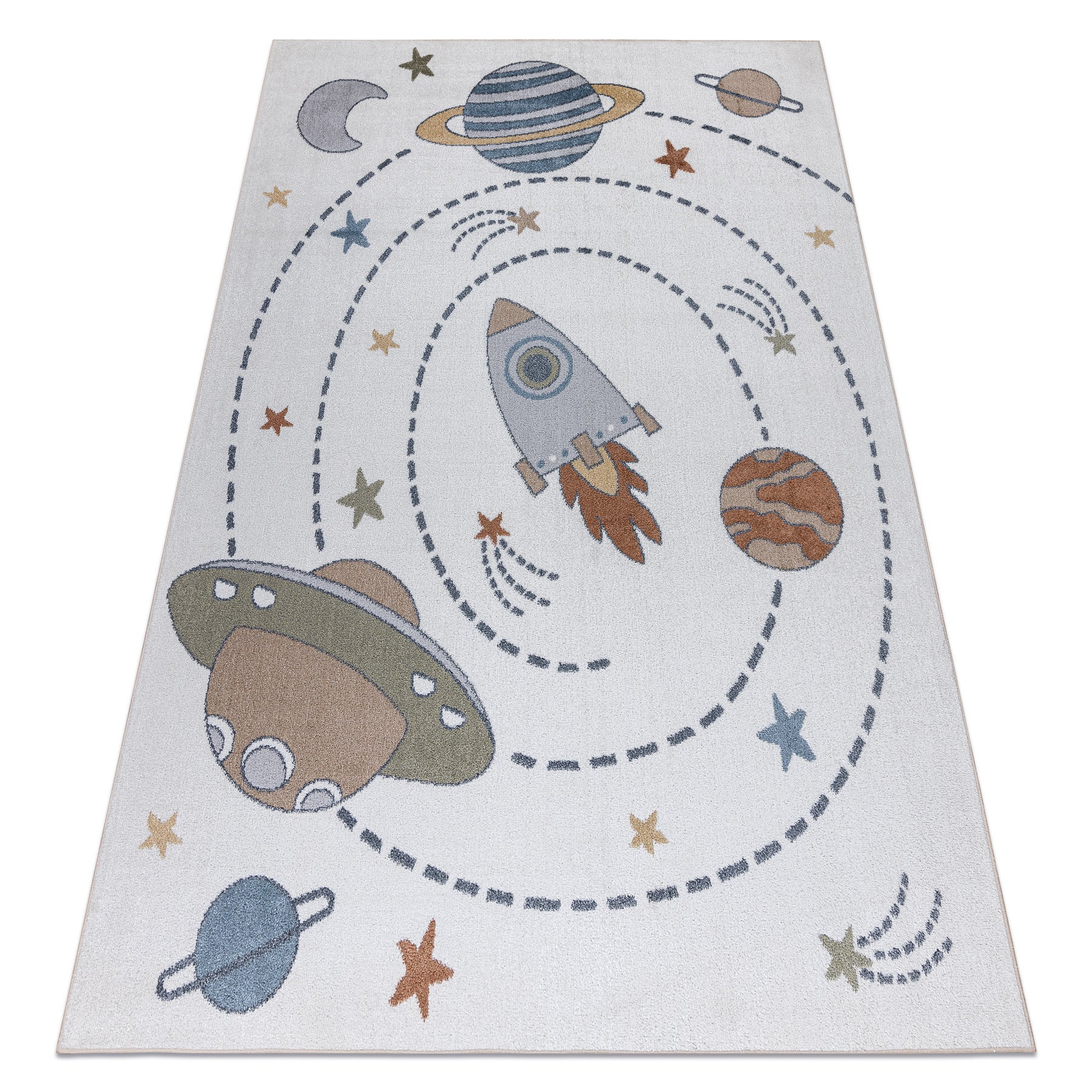 Dywan BONO 8288 Kosmos, planety kremowy / antracyt 200x290 cm