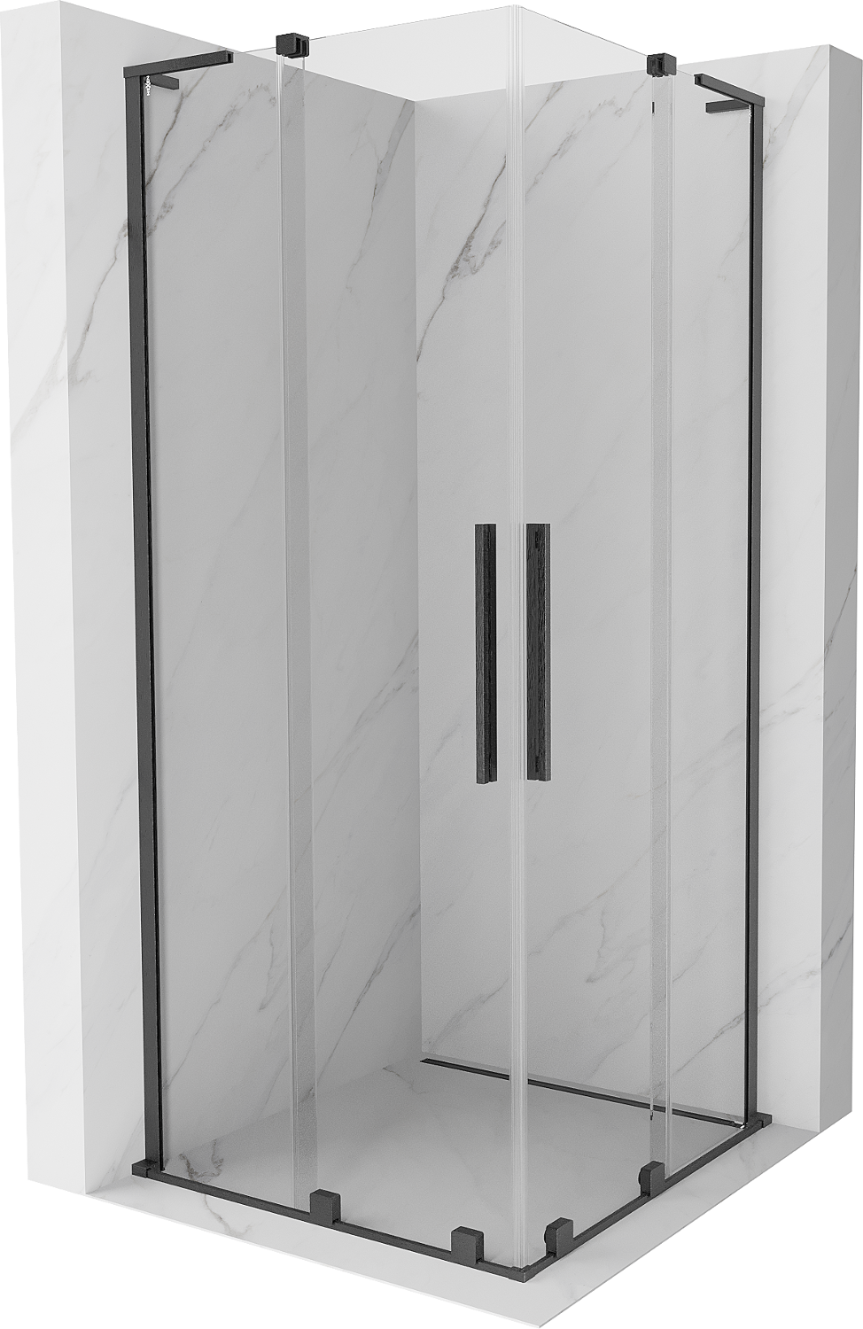 Mexen Velar L Duo kabina prysznicowa rozsuwana 80 x 80 cm, transparent, gun gray szczotkowany - 871-080-080-02-03-66
