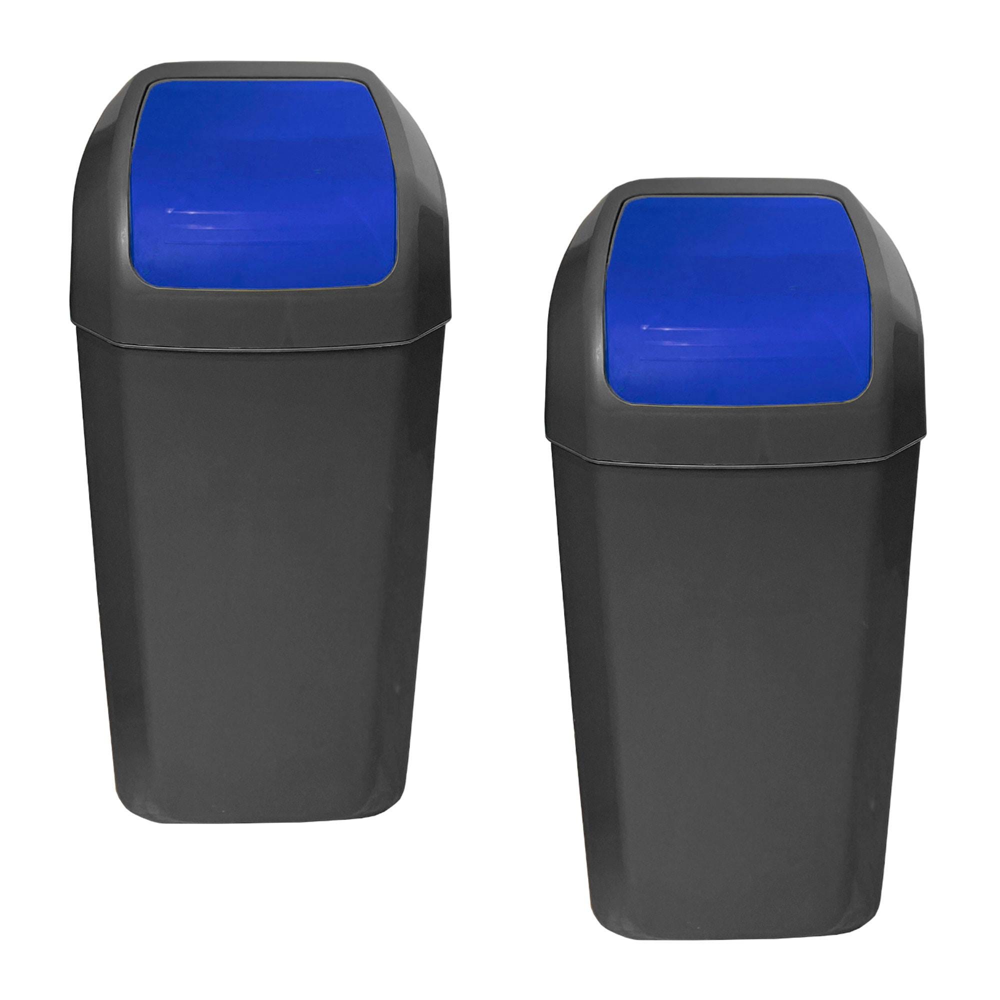 Lot De 2 Poubelles Poubelles Couvercle Battant 15L u En Plastique lot-de-2-poubelles-poubelles-couvercle-battant-15l-u-en-plastique