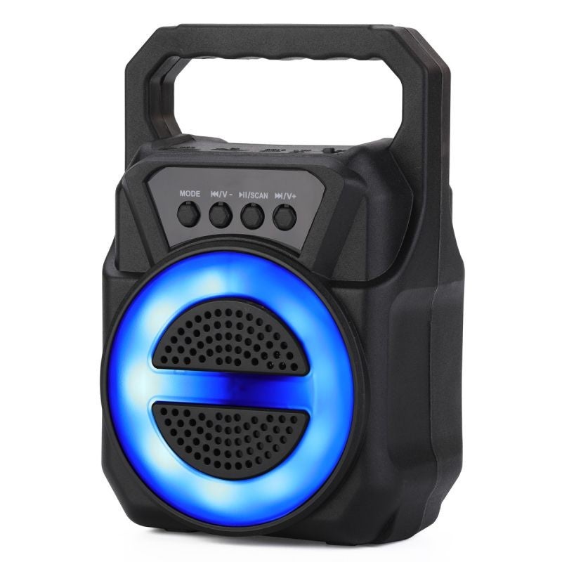 Boombox Retro Bluetooth Con Luci LED E Radio FM - Altoparlante Portatile Con Microfono - Colore Blue Swirl