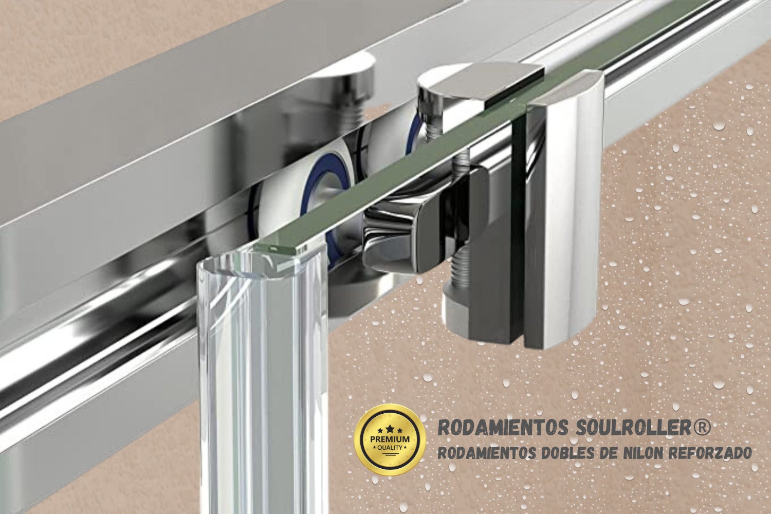 Mampara de ducha frontal corredera + fijo, con perfil inferior, Vidrio de seguridad 6mm antical, 113,5 a 118 cm x 195cm alto, REVERSIBLE, Plata - 3