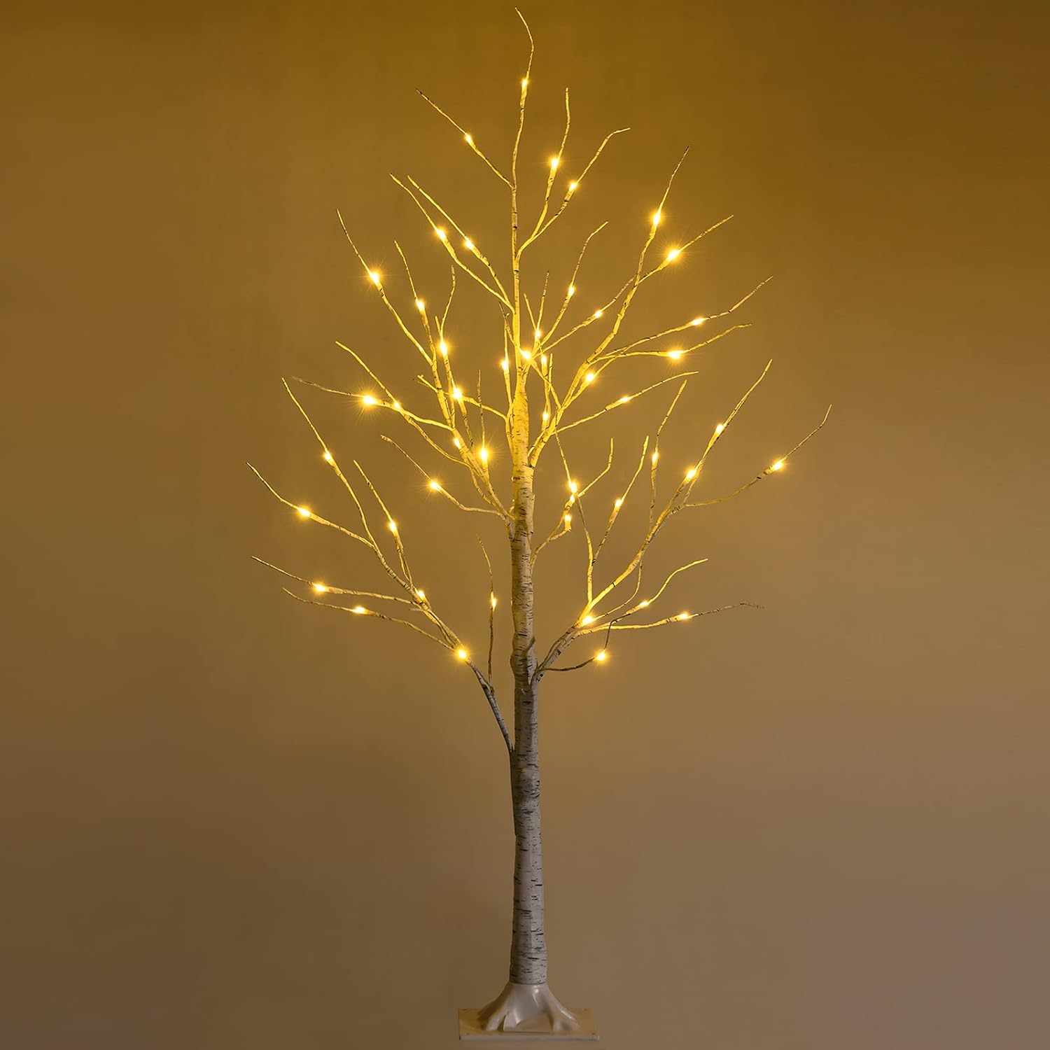 Choinka Bożonarodzeniowa 120 cm z 48 Lampkami LED z Martwymi Gałęziami, Świecąca Brzoza, Sztuczna Choinka Bożonarodzeniowa, Kabel 220 cm, Prezent