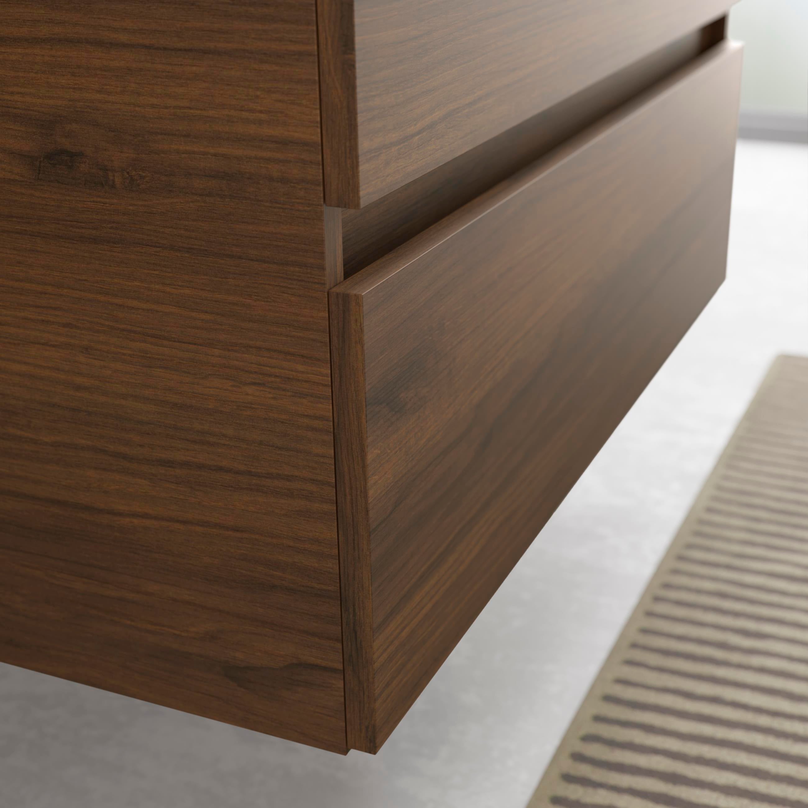Meuble de salle de bain BEQUIA 100cm Noyer | Vasque Porcelaine - 2