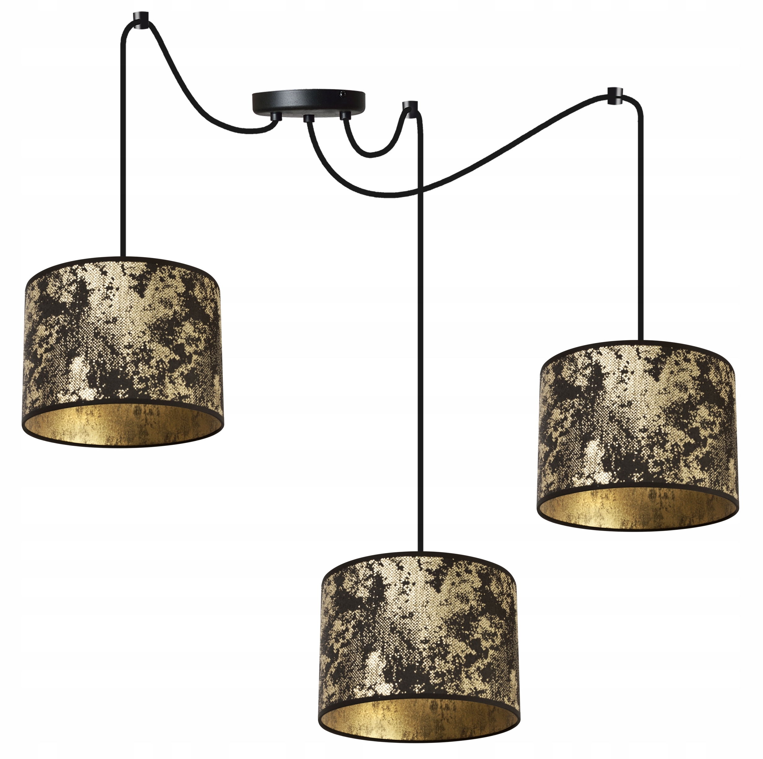 Lampa sufitowa wisząca modern Werona 3xE27 klosz owalny wzorzysty złoty Light Home LH