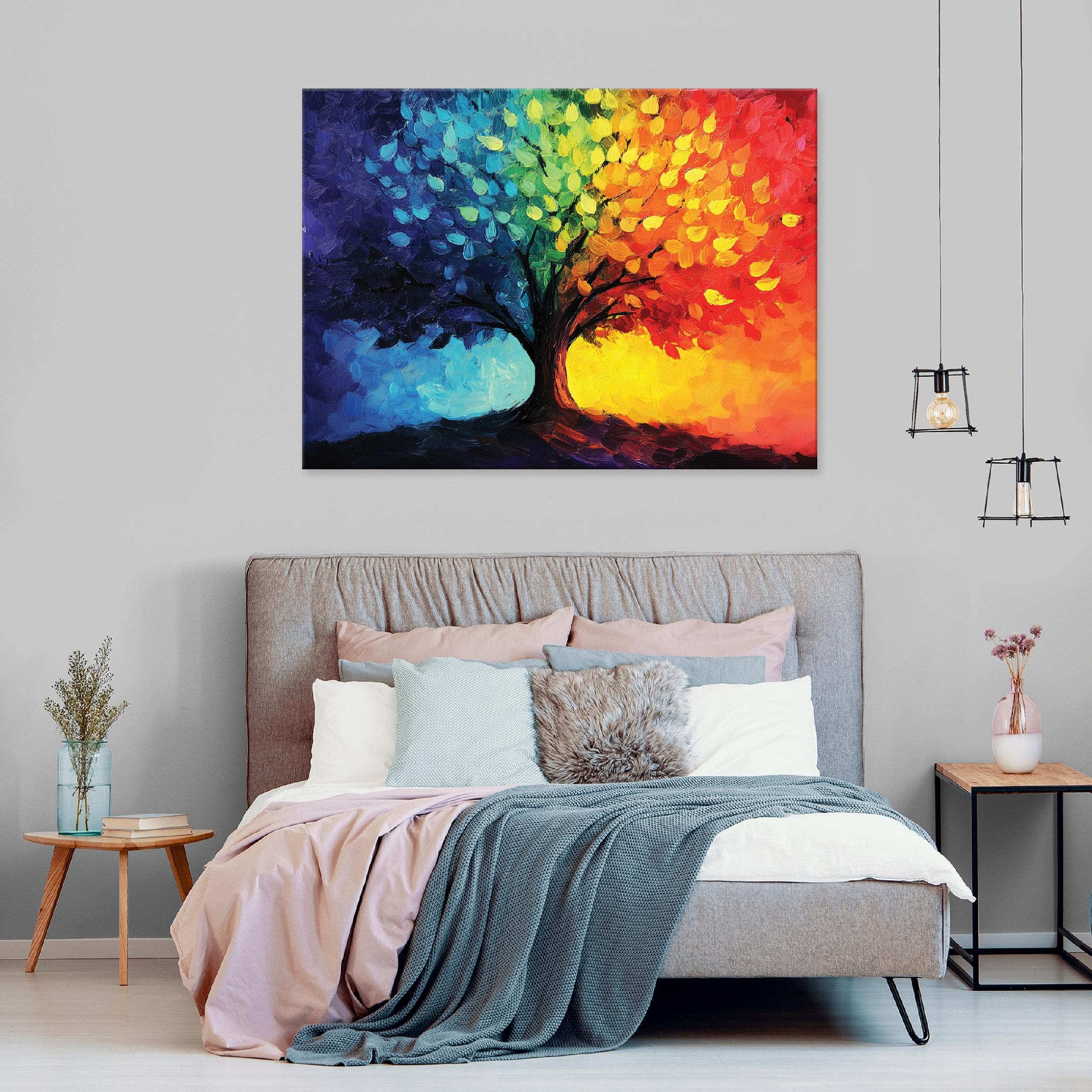 Tableau decoratif abstrait arbre moderne 120x80 cm xxl Impression sur toile décoration murale intissée pour salon chambre cuisine - 2