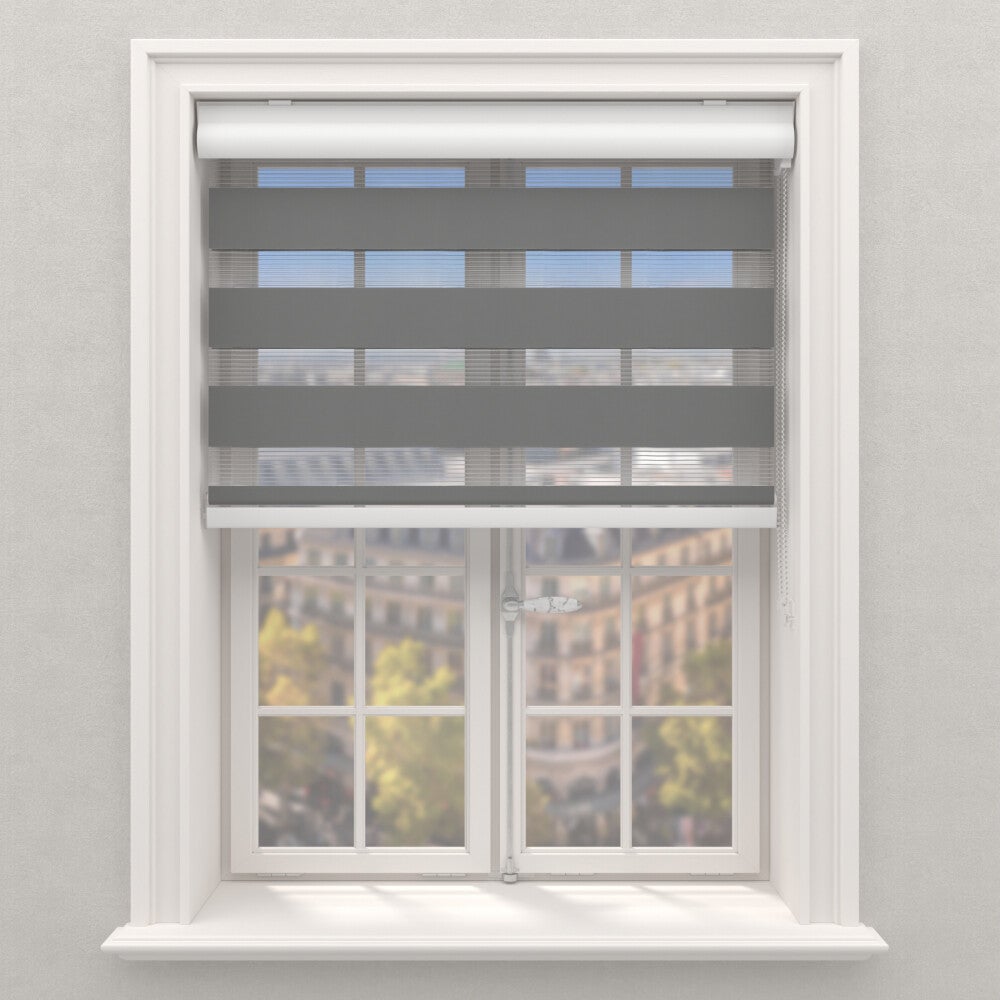 Store Enrouleur Jour Nuit à coffre, Gris, L.150 x H.175, Finition