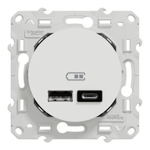 Schneider Electric Odace S525204 - Interruttore Deviatore 10 AX Bianco - Connessione Rapida A Griffe - Dimensioni 71x71x44 Mm