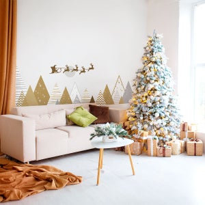 Autocollants Muraux Noël "Père Noël Aux Toilettes" - 2 Stickers Amovibles 3D Drôles