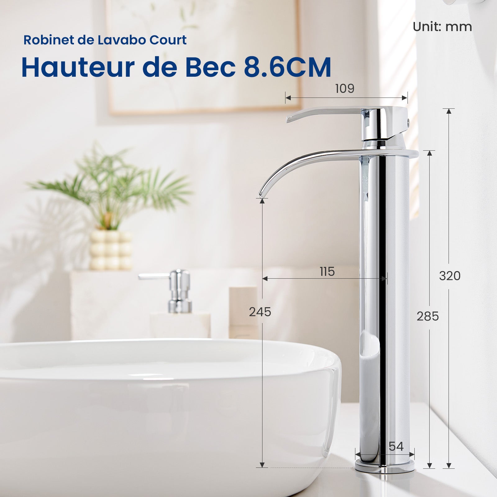 2PCS Mitigeur de lavabo en cascade Robinet de salle de bains chrome Robinet de lavabo en acier inoxydable Robinet de lavabo et vasque haut - 7