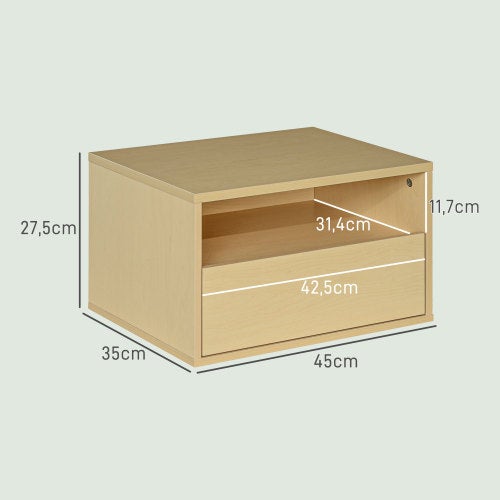 HOMCOM Set 2 Comodini Moderni con Cassetto e Ripiano Inferiore in MDF Marrone
