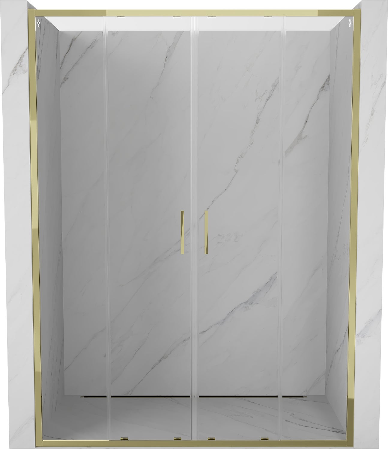 Mexen Exo drzwi prysznicowe podwójne rozsuwane 140 cm, transparent, złote - 8152-140-000-50-00