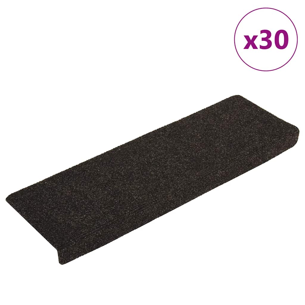 Tapis d'escalier autocollant 30 pcs | Paillasson d'escalier | Tapis de marche marron foncé 65x21x4 cm CFW953894 - 2