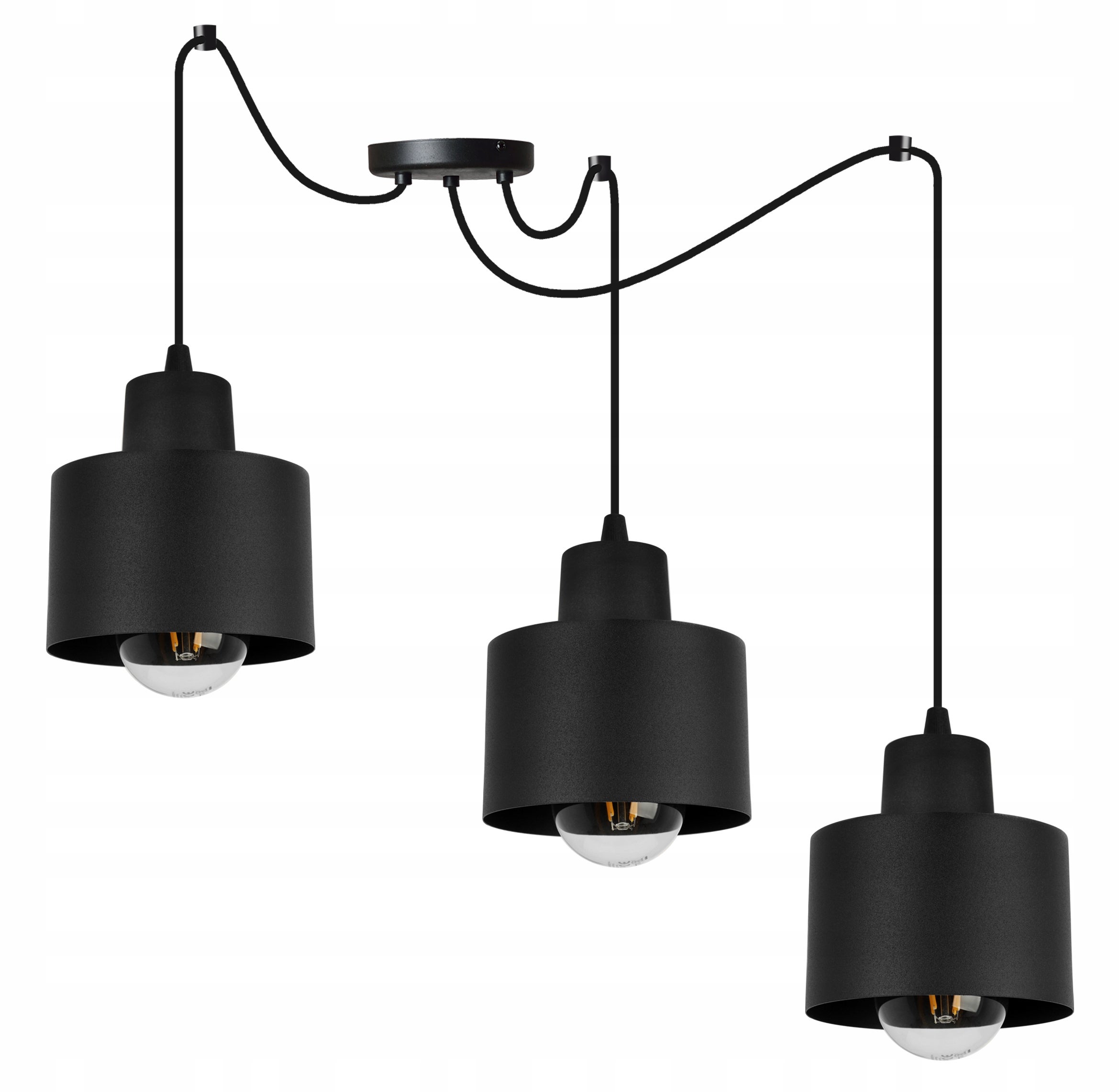 Lampa sufitowa wisząca Spider Panta modern 3xE27 abażur walec czarny Light Home LH