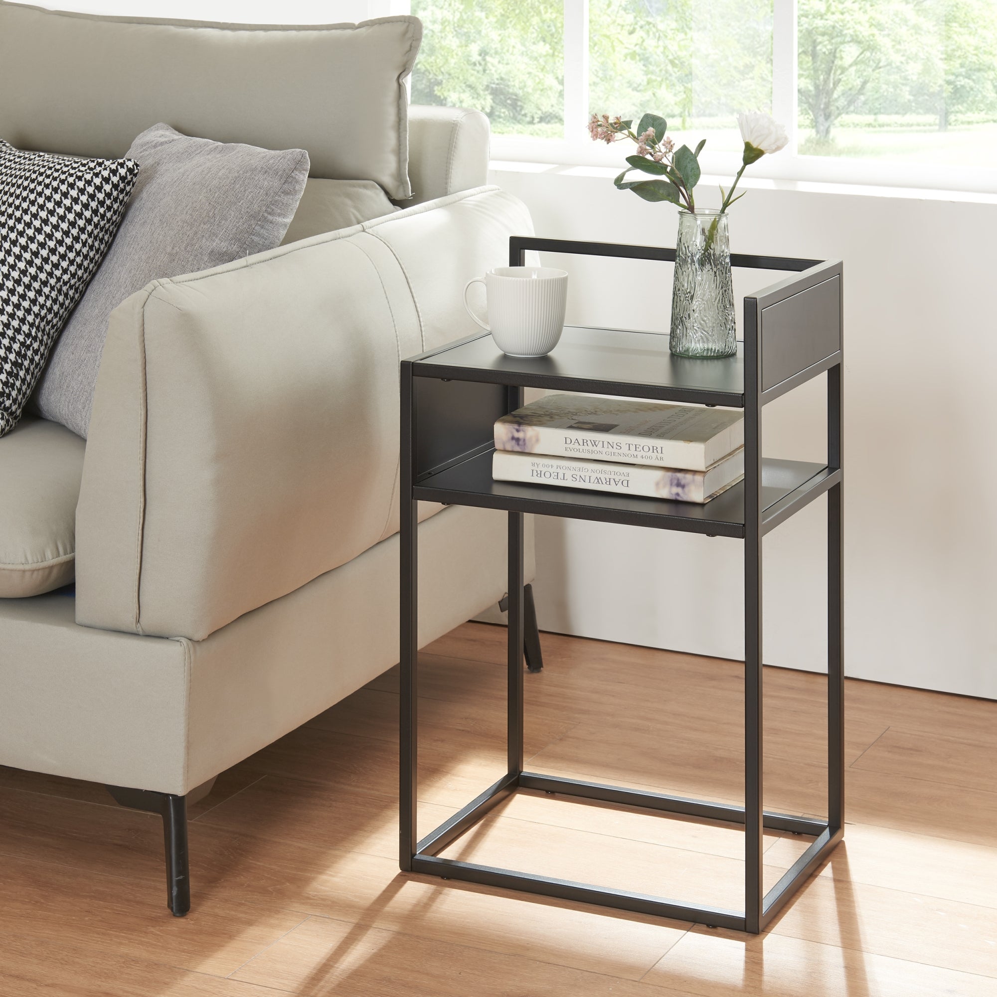 Table d'appoint Riihimäki acier 65 x 40 x 30 cm noir mat [en.casa ...